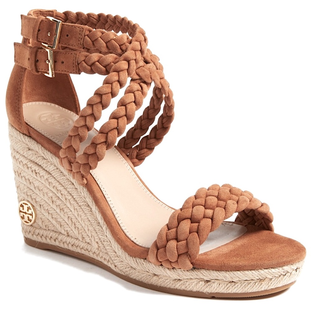 Tory Burch Tan Braided Wedge Sandals